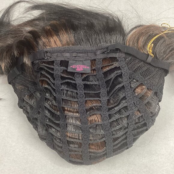 H/H Avanza Short Straight #F1B/30 Black Brown 100% Human Hair Blend Full Wig - Picture 7 of 9